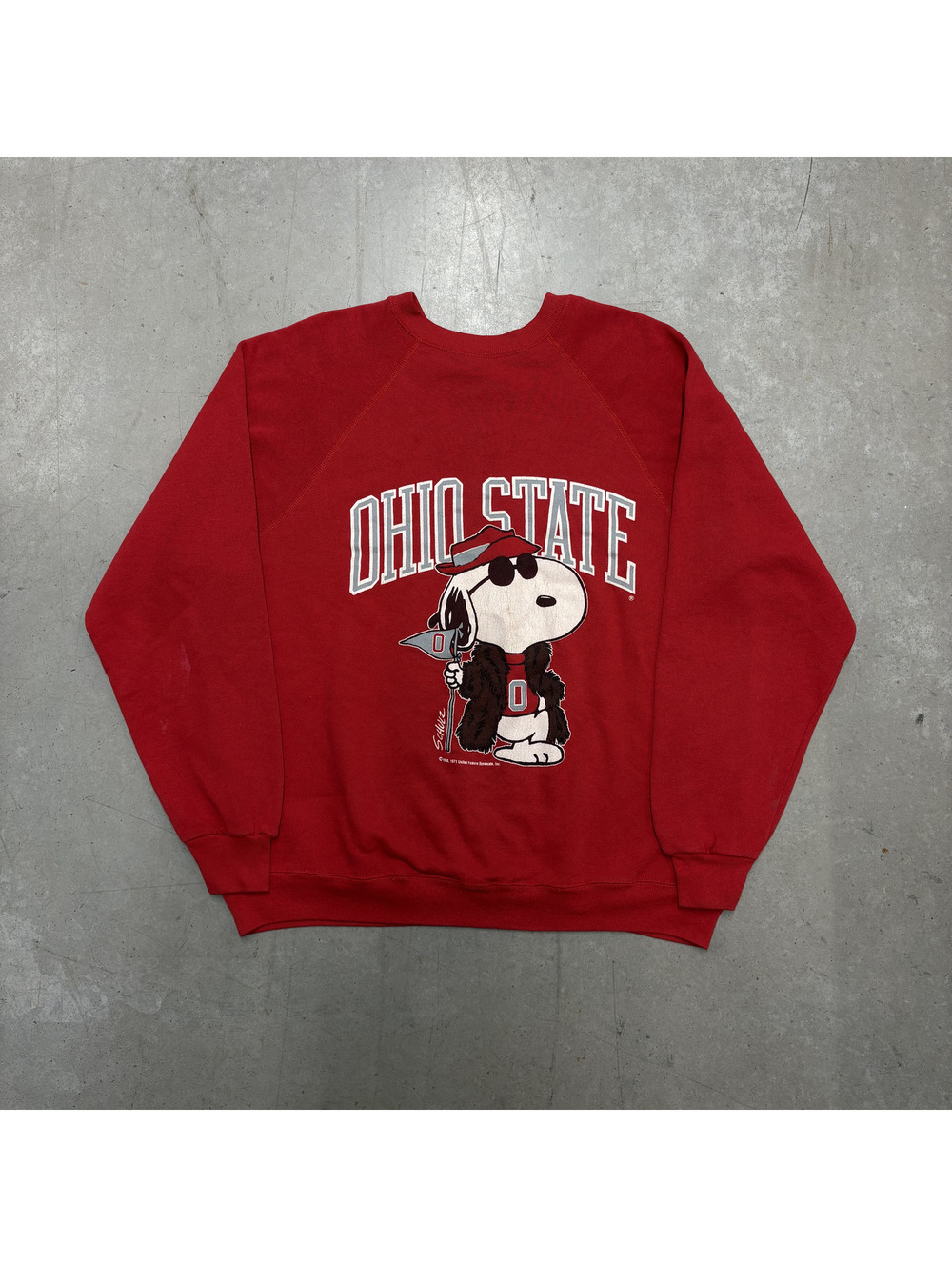 Vintage 80s Snoopy Ohio State Spellout Cartoon Sweatshirt Extra Large Red